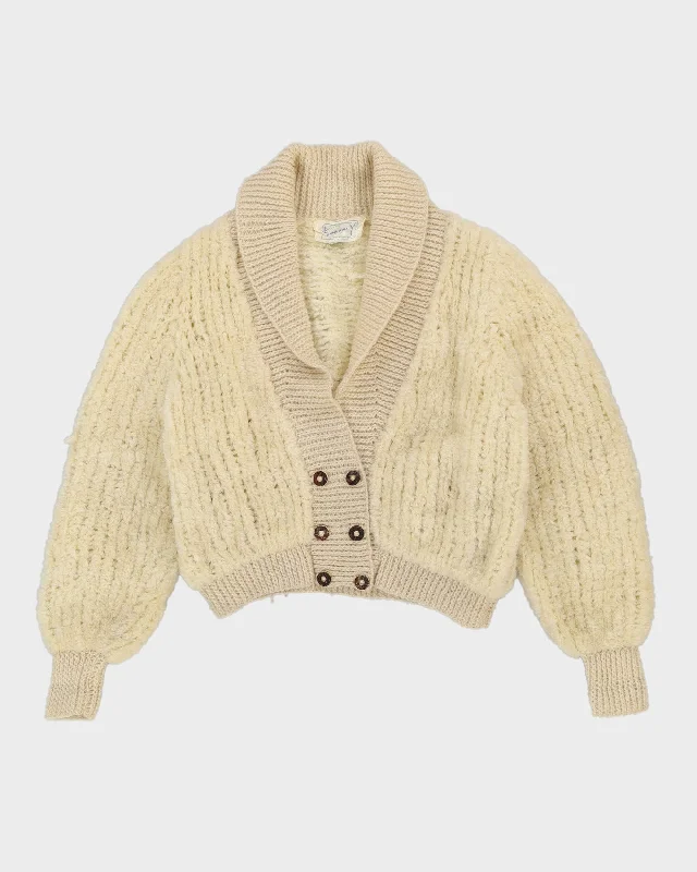 Hand Knitted Bomber-Style Wool Cardigan - L Handmade Hand-knitted Hand-woven