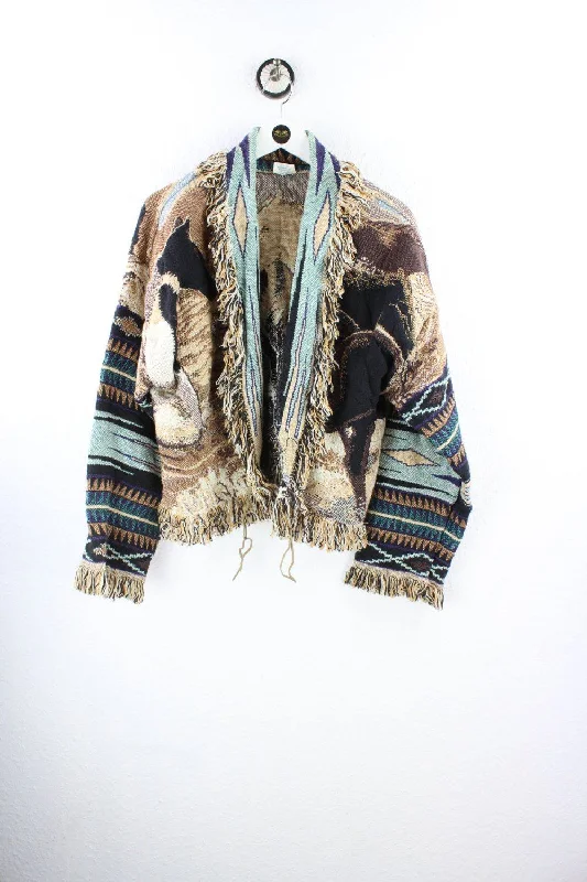 Vintage Horse Cardigan ( S ) Mesh Cardigan Canvas Denim