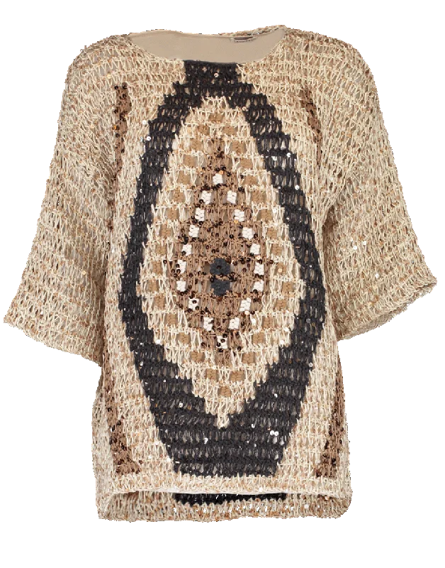 Dolman Sleeve Evil Eye Knit Top Mint Green Knit Blouse