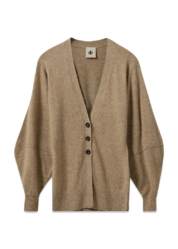 Como Sleeve Cardigan - Camel Transparent Opaque Sheer