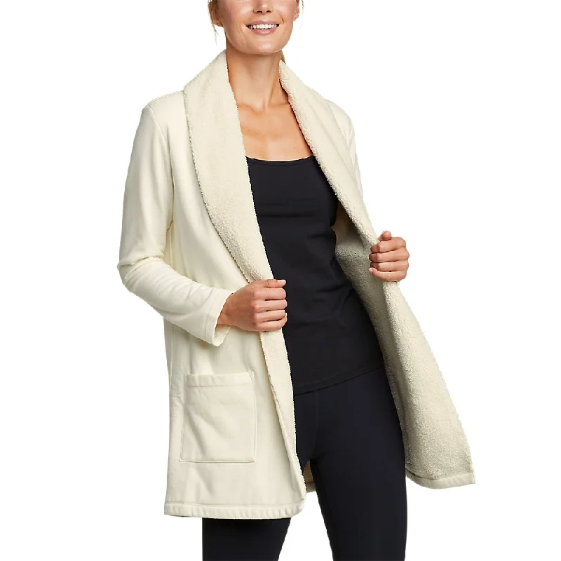 Women's Faux Shearling Cabin Cardigan Hooded Caped Shawl Collar