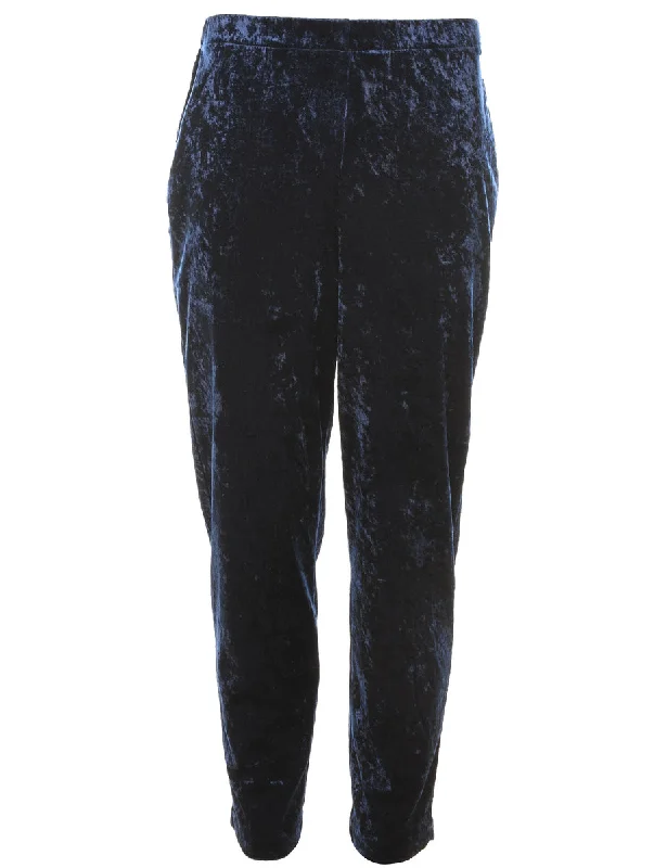 Navy Velvet Trousers - W27 L28 High Waist Slim Fit Ankle Length High Waist Slim Fit Ankle Length Navy Velvet Trousers - W27 L28 High Waist Slim Fit Ankle Length High Waist Slim Fit Ankle Length