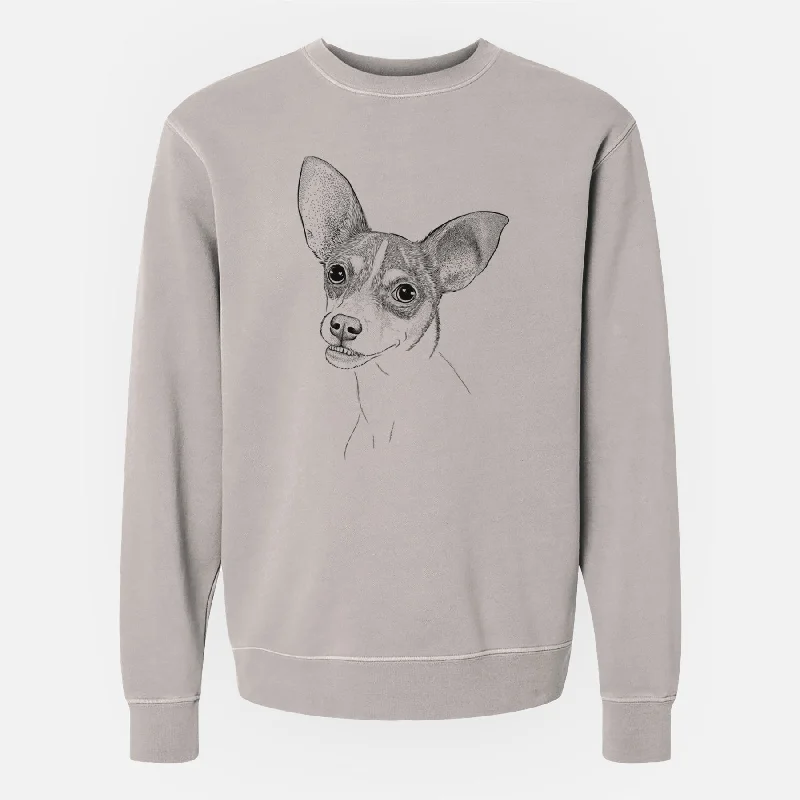Bare Kailani the Chihuahua Mix - Unisex Pigment Dyed Crew Sweatshirt Hoodie with Drawstring Waist Adjustable Fitted Hoodie with Drawstring Waist Adjustable Fitted