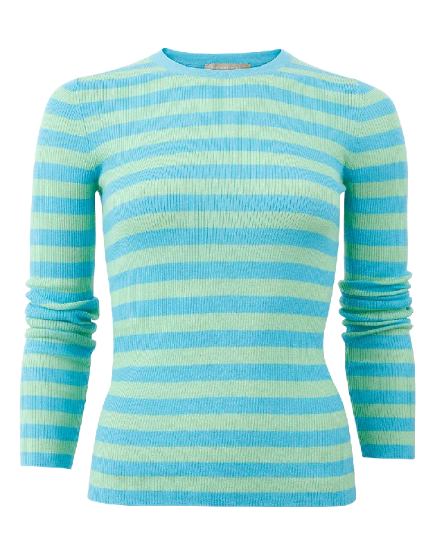 Striped Knit Top One Shoulder Knit Shirt