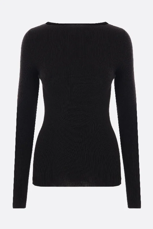 ribbed knit top with cut-out Animal Print Knit Blouse