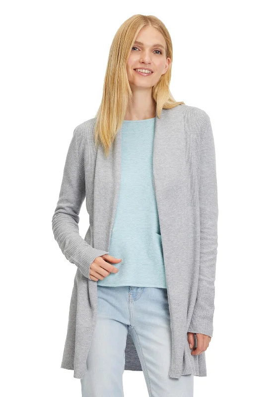 Betty Barclay Fine Knit Ribbed Open Cardigan, Silver Tailored Straight A-Line Tailored Straight A-Line Betty Barclay Fine Knit Ribbed Open Cardigan, Silver Tailored Straight A-Line Tailored Straight A-Line