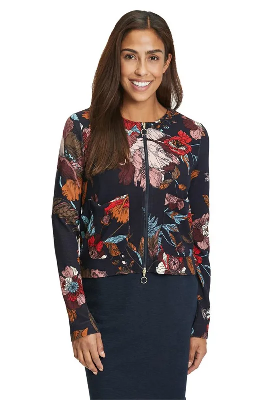 Betty Barclay Floral Ribbed Knit Cardigan, Navy Multi Solid Color Striped Floral Print Solid Color Striped Floral Print Betty Barclay Floral Ribbed Knit Cardigan, Navy Multi Solid Color Striped Floral Print Solid Color Striped Floral Print