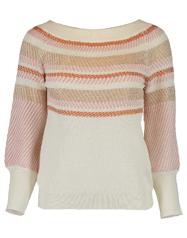 Off Shoulder Striped Knit Top Sky Blue Knit Tee