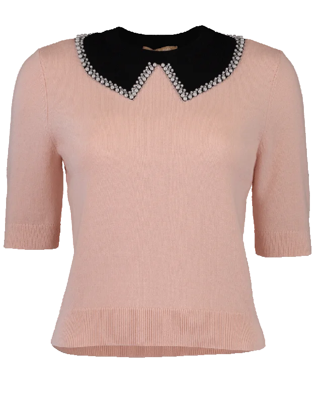 Trompe L'oeil Knit Top Beige Knit Top