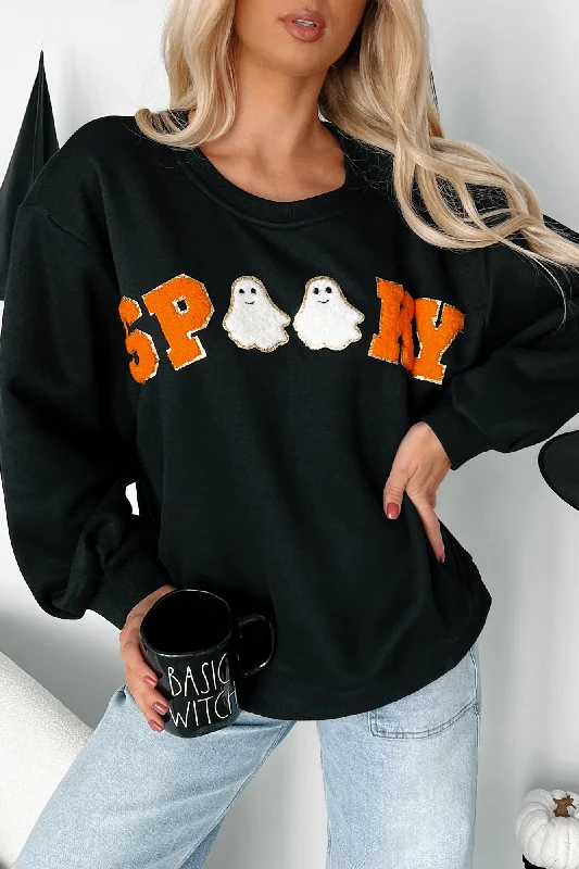 Spook-tacular Friends "Spooky" Patch Sweatshirt (Black) Hoodie with Hem Detail Decorative Unique Hoodie with Hem Detail Decorative Unique Spook-tacular Friends "Spooky" Patch Sweatshirt (Black) Hoodie with Hem Detail Decorative Unique Hoodie with Hem Detail Decorative Unique