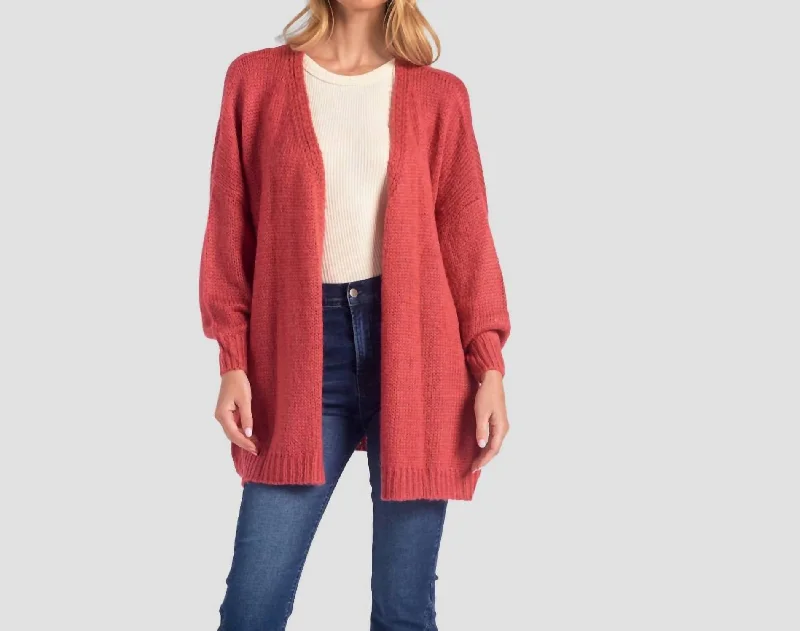 Rock & Love Open Cardigan In Passion Rose Terry Blend Velvet Blend Canvas Blend