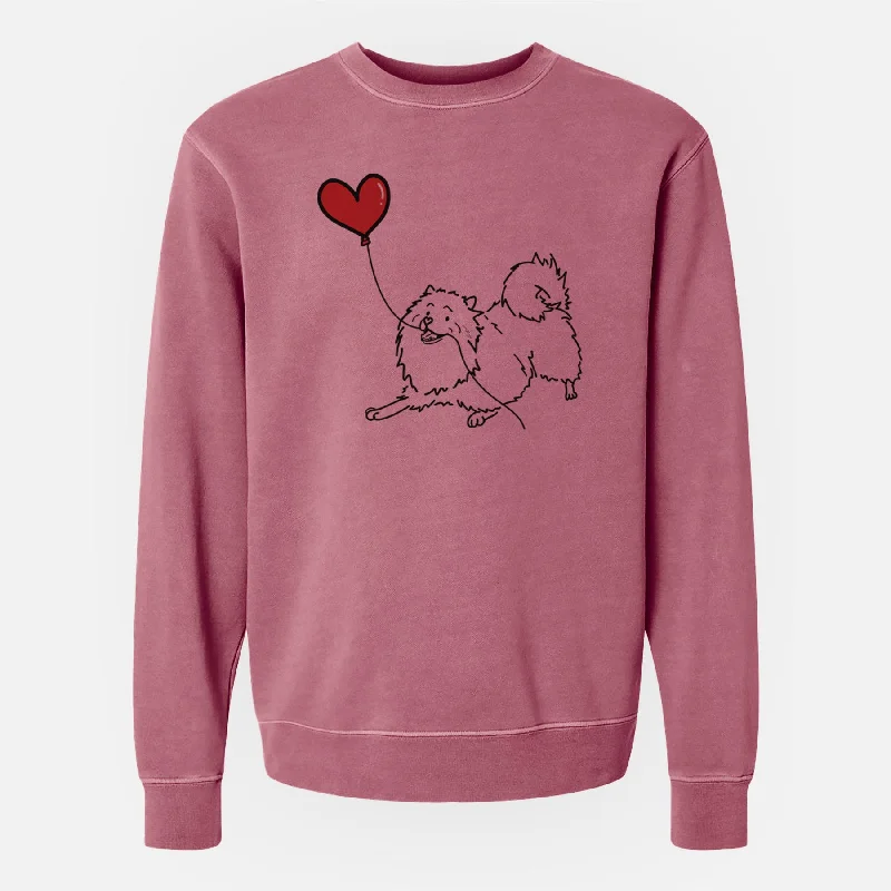 Keeshond Heart String - Unisex Pigment Dyed Crew Sweatshirt Hoodie with Slit Hem Functional Movement Hoodie with Slit Hem Functional Movement