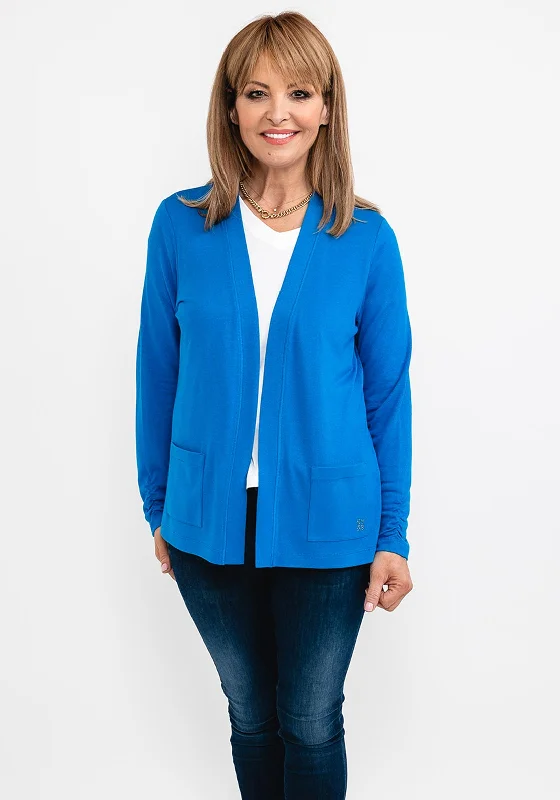 Rabe Fine Short Open Cardigan, Blue Front Pockets Side Pockets Patch Pockets Front Pockets Side Pockets Patch Pockets Rabe Fine Short Open Cardigan, Blue Front Pockets Side Pockets Patch Pockets Front Pockets Side Pockets Patch Pockets