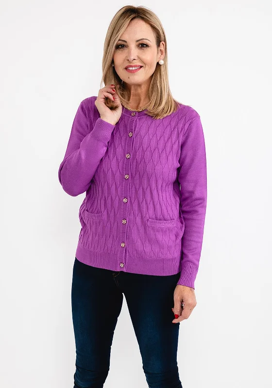Castle of Ireland Embossed Pattern Fine Cardigan, Purple Hooded Caped Shawl Collar Hooded Caped Shawl Collar Castle of Ireland Embossed Pattern Fine Cardigan, Purple Hooded Caped Shawl Collar Hooded Caped Shawl Collar