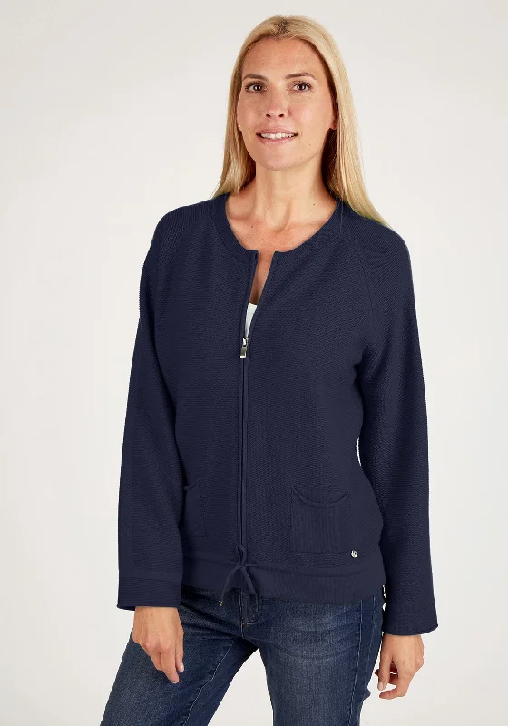 Rabe Ribbed Knit Zip Cardigan, Navy Elasticated Padded Insulated Elasticated Padded Insulated Rabe Ribbed Knit Zip Cardigan, Navy Elasticated Padded Insulated Elasticated Padded Insulated