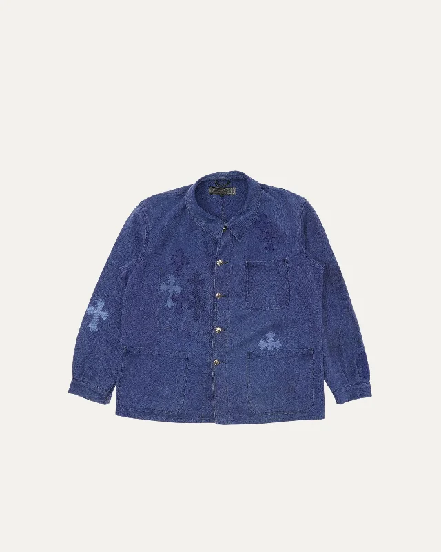 Cross Patch Bleu de Travail French Work Jacket A-Line Jacket Boat Neck Shawl Collar A-Line Jacket Boat Neck Shawl Collar