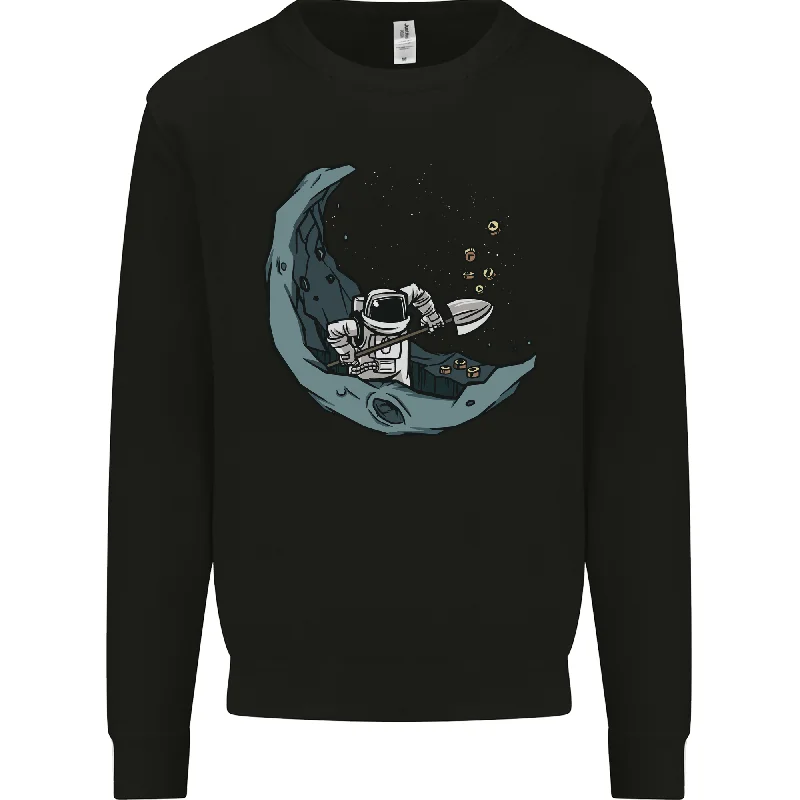 Cryptocurrency Mining the Moon Mens Sweatshirt Jumper Hoodie with Distressed Vintage Worn Hoodie with Distressed Vintage Worn