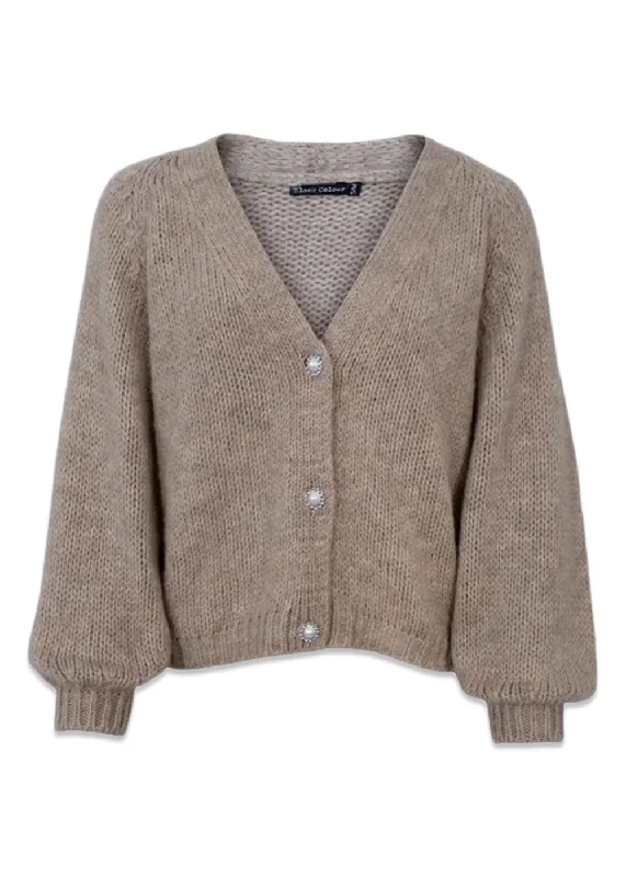 BCPEARL knit cardigan - Sand Spandex Blend Rayon Blend Denim Blend