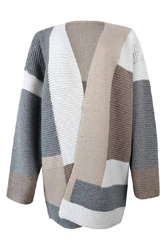 Carley Color Block Cardigan Cashmere Blend Cotton Blend Poly Blend