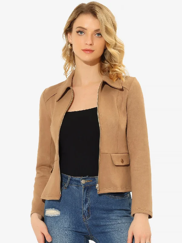 Faux Suede Jacket Short Zip Up Motorcycle Biker Coat Striped Jacket Polka Dot Jacket Floral Jacket Striped Jacket Polka Dot Jacket Floral Jacket