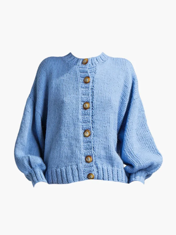 Frenchie Cardigan | Sky Blue Fitted Loose Oversized