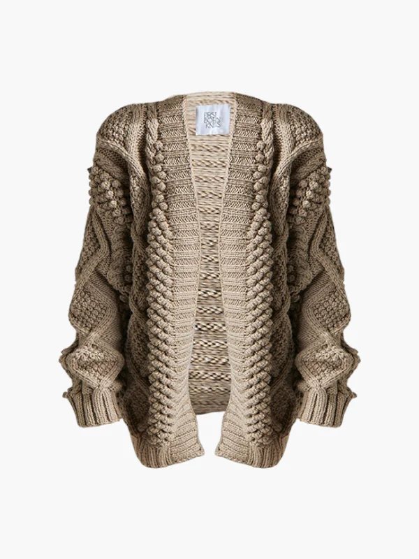 Didi Cardigan | Taupe Print Jacquard Patchwork