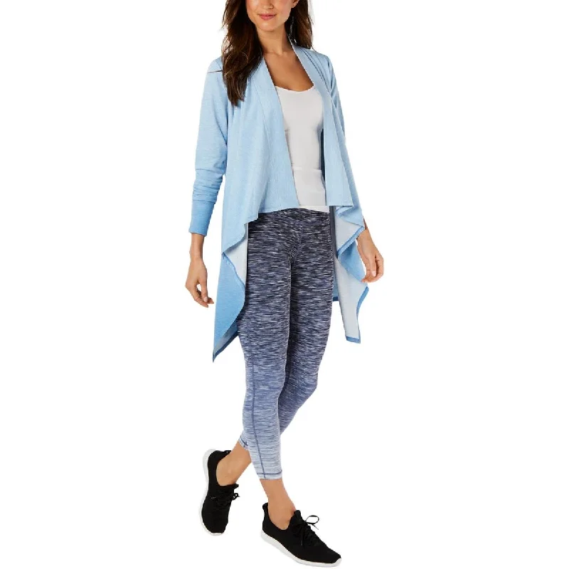 IDEOLOGY Women's Dip-Dyed Wrap Cardigan Athletic Top, Blue Horizon, M Crew Neck V-Neck Turtle Neck