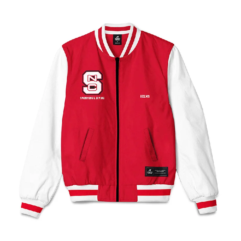 NC State - NCAA Women's Swimming & Diving : Katherine Helms - Bomber Jacket V-Neck Jacket Boat Neck Jacket Square Neck Jacket