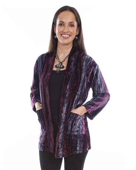 Women's Velvet Cardigan Print Jacquard Patchwork