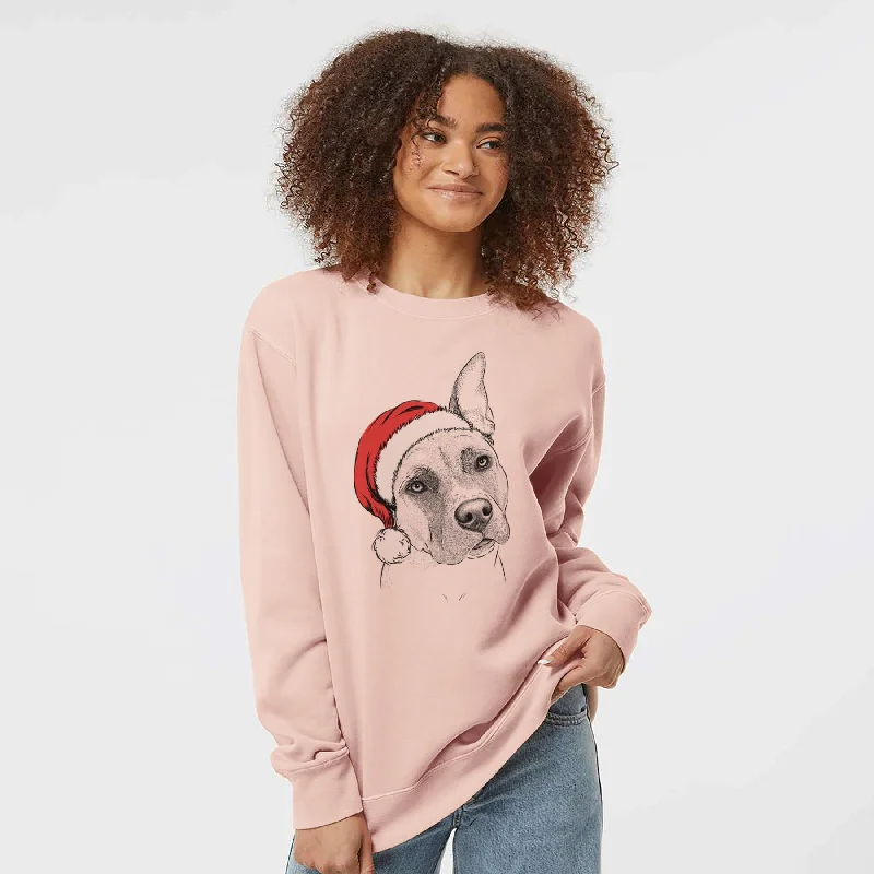 Santa Ivy the Pitbull Mix - Unisex Pigment Dyed Crew Sweatshirt Hoodie with Drawcord Adjustable Secure Hoodie with Drawcord Adjustable Secure Santa Ivy the Pitbull Mix - Unisex Pigment Dyed Crew Sweatshirt Hoodie with Drawcord Adjustable Secure Hoodie with Drawcord Adjustable Secure