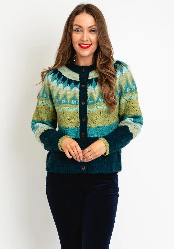 White Stuff Yoke Chunky Knit Short Cardigan, Green Multi Mesh Fabric Canvas Fabric Denim Fabric Mesh Fabric Canvas Fabric Denim Fabric