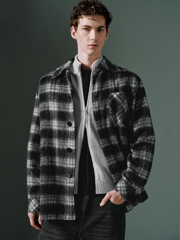 Plaid Button Up Jackets Anorak Shell Jacket Lightweight Jacket Anorak Shell Jacket Lightweight Jacket