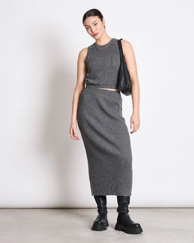 KNIT TOP GARDA DARK GREY GOTS Patterned Knit Tee