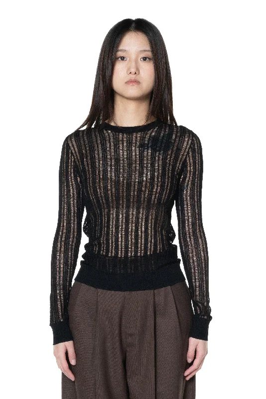 Black Classic Knit Top Premium Knit Blouse