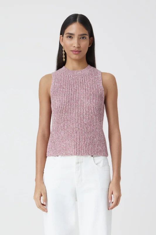 CLOSED WOMENS SHORT SLEEVED KNIT TOP - PINK LILIES Pure White Knit Blouse