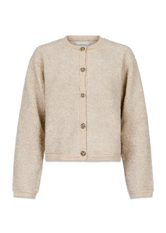 Limo Fluffy Knit Cardigan - Sand Lace Blend Ribbed Blend Corduroy Blend