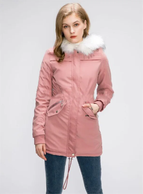 Cotton Coats Women Casual Fur Long Hooded Jacket Fashion Simple High Street Fitted Jacket Loose Jacket Oversized Jacket