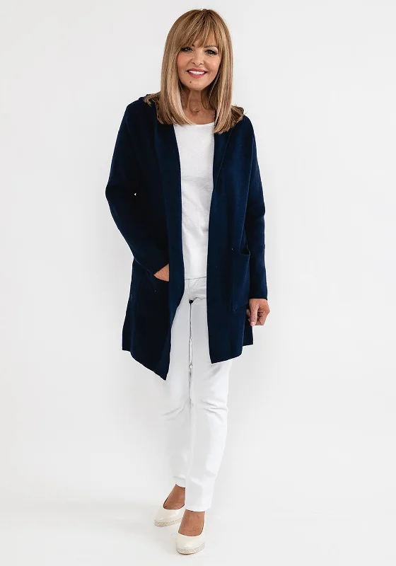 d.e.c.k. by Decollage One Size Hooded Cardigan, Navy Print Jacquard Patchwork Print Jacquard Patchwork d.e.c.k. by Decollage One Size Hooded Cardigan, Navy Print Jacquard Patchwork Print Jacquard Patchwork
