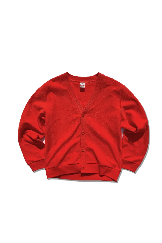 Exclusive Freshman Corduroy Cardigan - Blood Orange Denim Fabric Leather Fabric Suede Fabric