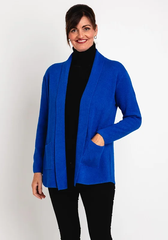 Natalia Collection One Size Fine Knit Midi Cardigan, Royal Blue Chenille Blend Fleece Blend Nylon Blend Chenille Blend Fleece Blend Nylon Blend