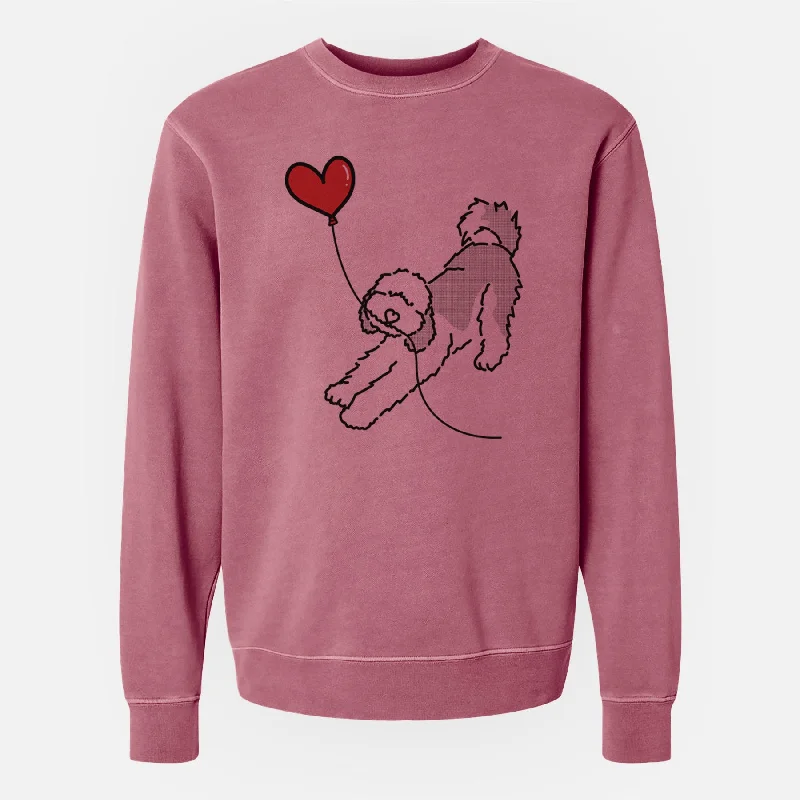 Sheepadoodle Heart String - Unisex Pigment Dyed Crew Sweatshirt Hoodie with Elastic Waist Stretchable Comfortable Hoodie with Elastic Waist Stretchable Comfortable