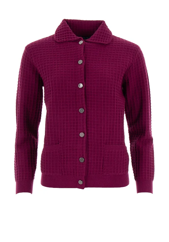 Castle of Ireland Waffle Knit Cardigan, Purple Cashmere Blend Cotton Blend Poly Blend Cashmere Blend Cotton Blend Poly Blend