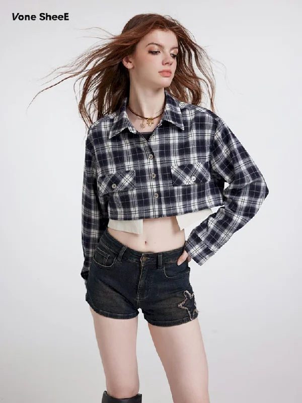 Plaid Top Short Casual Blouse Jacket【s0000007178】 Nylon Fabric Polyester Fabric Spandex Fabric Nylon Fabric Polyester Fabric Spandex Fabric