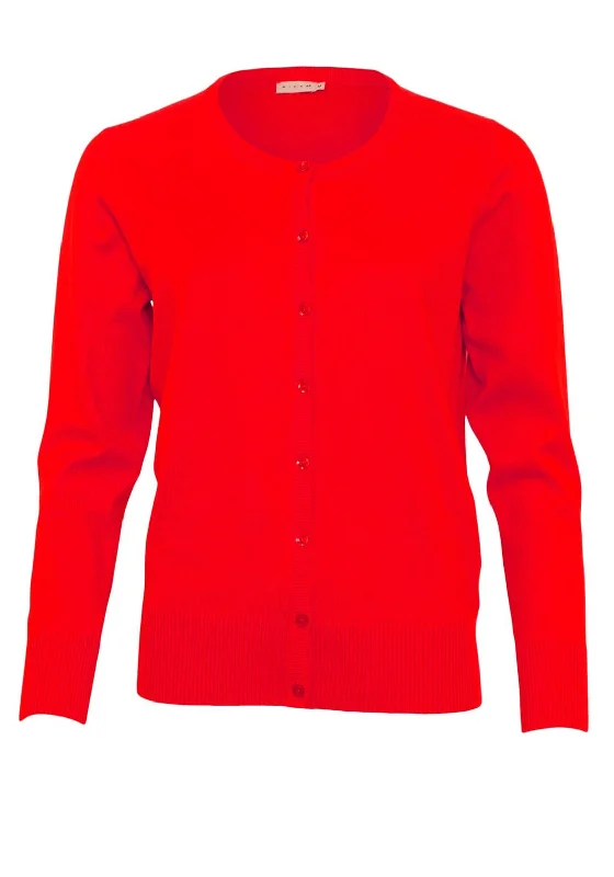 Micha Round Neck Fine Cardigan, Deep Red Crew Neck V-Neck Turtle Neck Crew Neck V-Neck Turtle Neck Micha Round Neck Fine Cardigan, Deep Red Crew Neck V-Neck Turtle Neck Crew Neck V-Neck Turtle Neck
