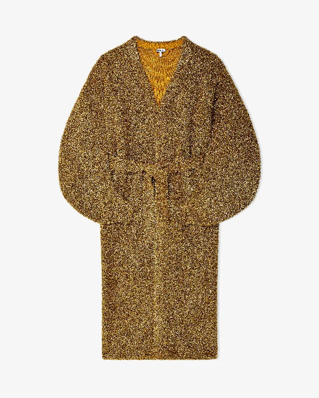 Loewe - Women's Long Cardigan - (Gold) Real Fur Shearling Chenille