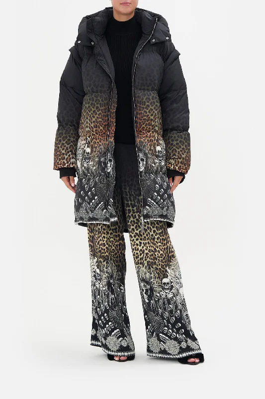 HOODED PUFFER COAT ORDER OF DISORDER Welt Pockets Slit Pockets Flap Pockets