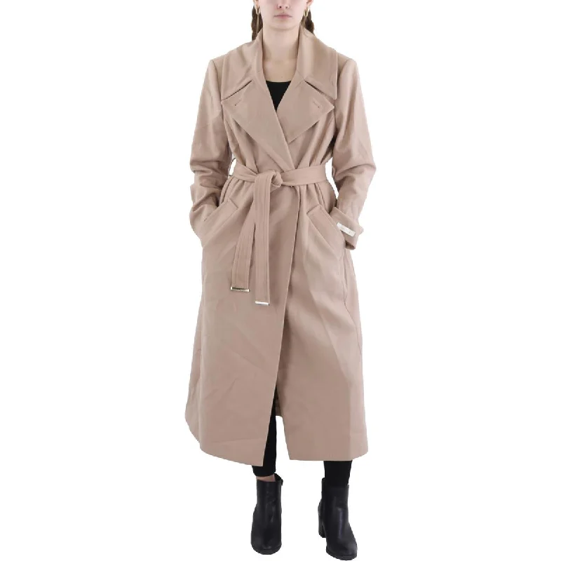 Womens Wool Blend Belted Long Coat Shawl Collar Notch Collar Lapel Collar