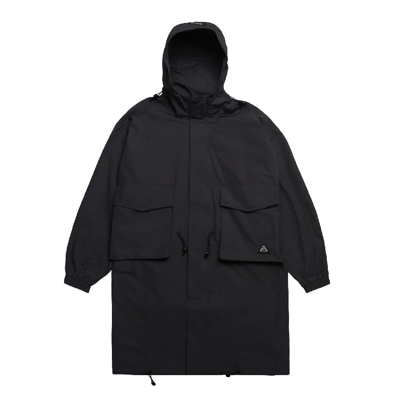 HOMME+ Cargo Pocket Trench Coat Charcoal Elasticated Drawstring Belted