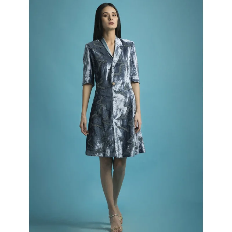 Saksham & Neharicka Embroidered Velvet Coat Dress Tweed Herringbone Houndstooth