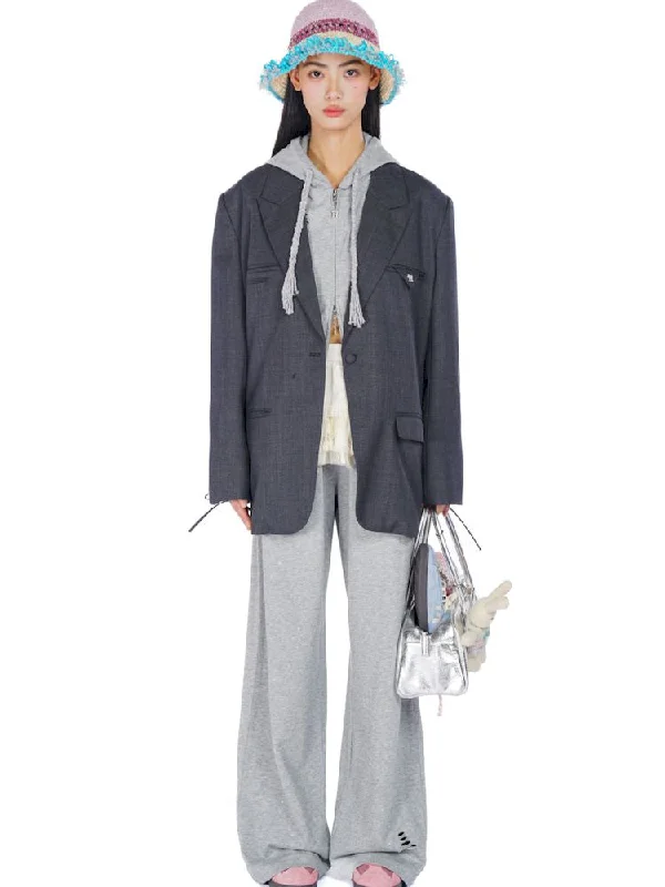 Multiple pockets design cuffs tie bow blazer 【s0000008576】 Women's Daily Blazer